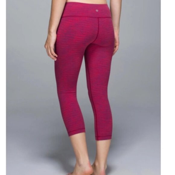 LULULEMON   * Wunder Under Crop II Diamond Jacquard Space Dye Bumble Berry Sz 4 - Picture 14 of 16
